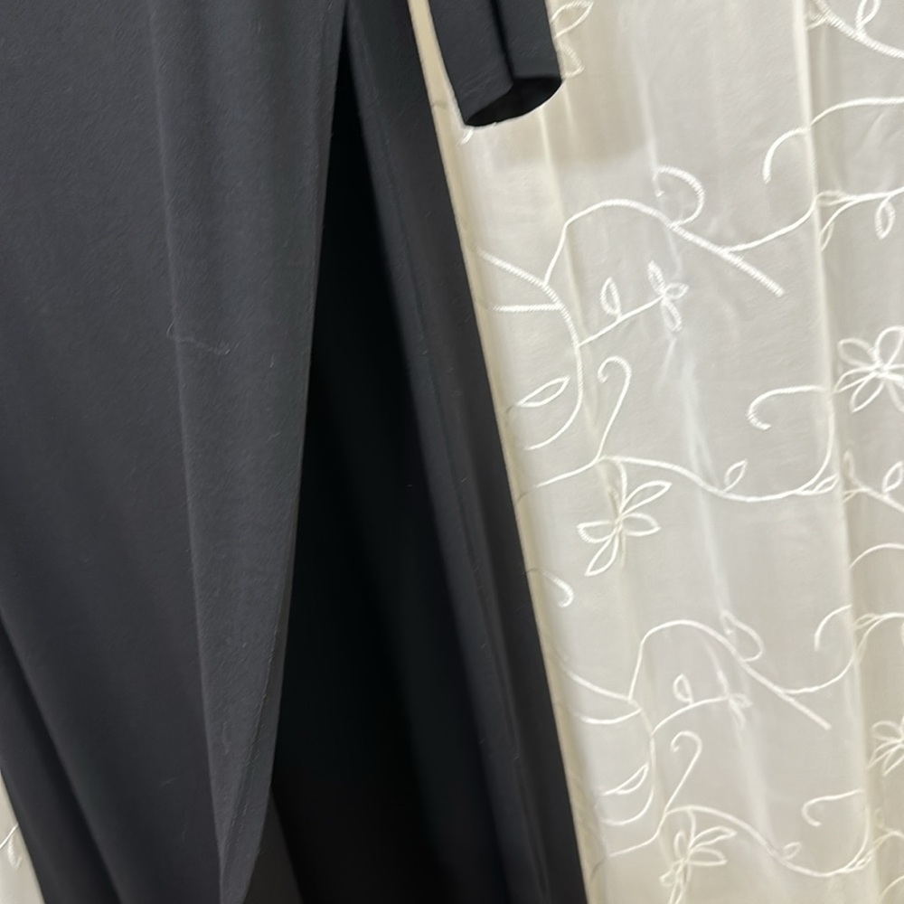 Eileen Fisher size medium black dress faux wrap midi. - Picture 4 of 6